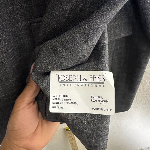 Joseph & Feiss Mens 2-Button Gray Wool Blazer Suit Jacket 48L Chile Sportcoat - Picture 8 of 16